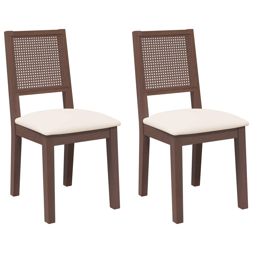 Sedie da Pranzo con Cuscini 2pz Marrone Legno Massello di Hevea | homemem39