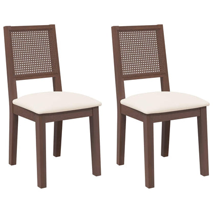 Sedie da Pranzo con Cuscini 2pz Marrone Legno Massello di Hevea | homemem39