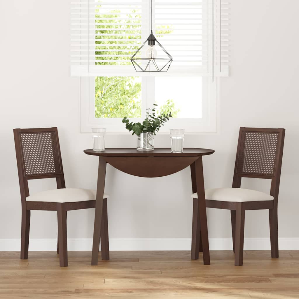 Sedie da Pranzo con Cuscini 2pz Marrone Legno Massello di Hevea | homemem39