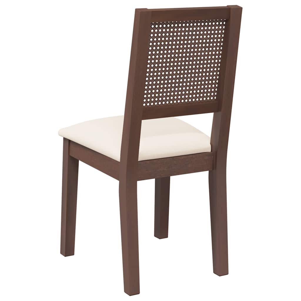 Sedie da Pranzo con Cuscini 2pz Marrone Legno Massello di Hevea | homemem39