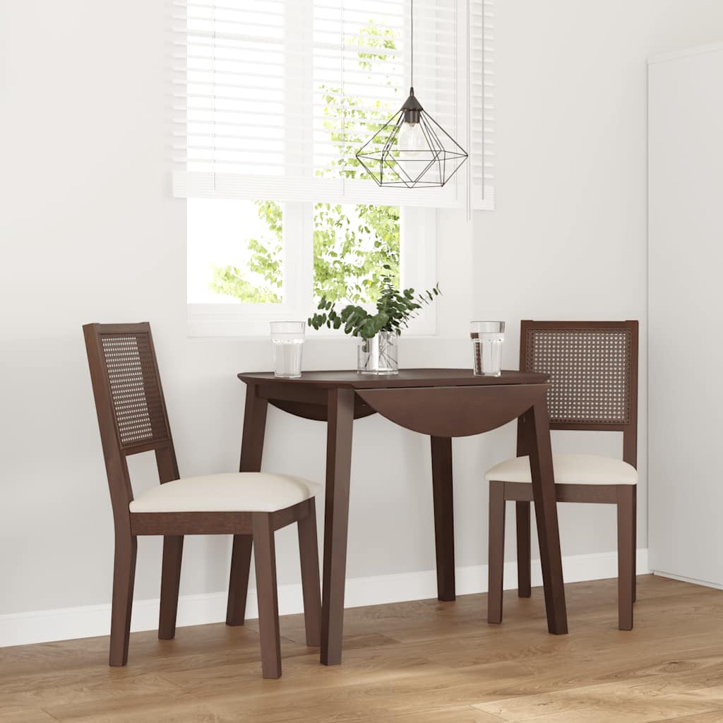 Sedie da Pranzo con Cuscini 2pz Marrone Legno Massello di Hevea | homemem39