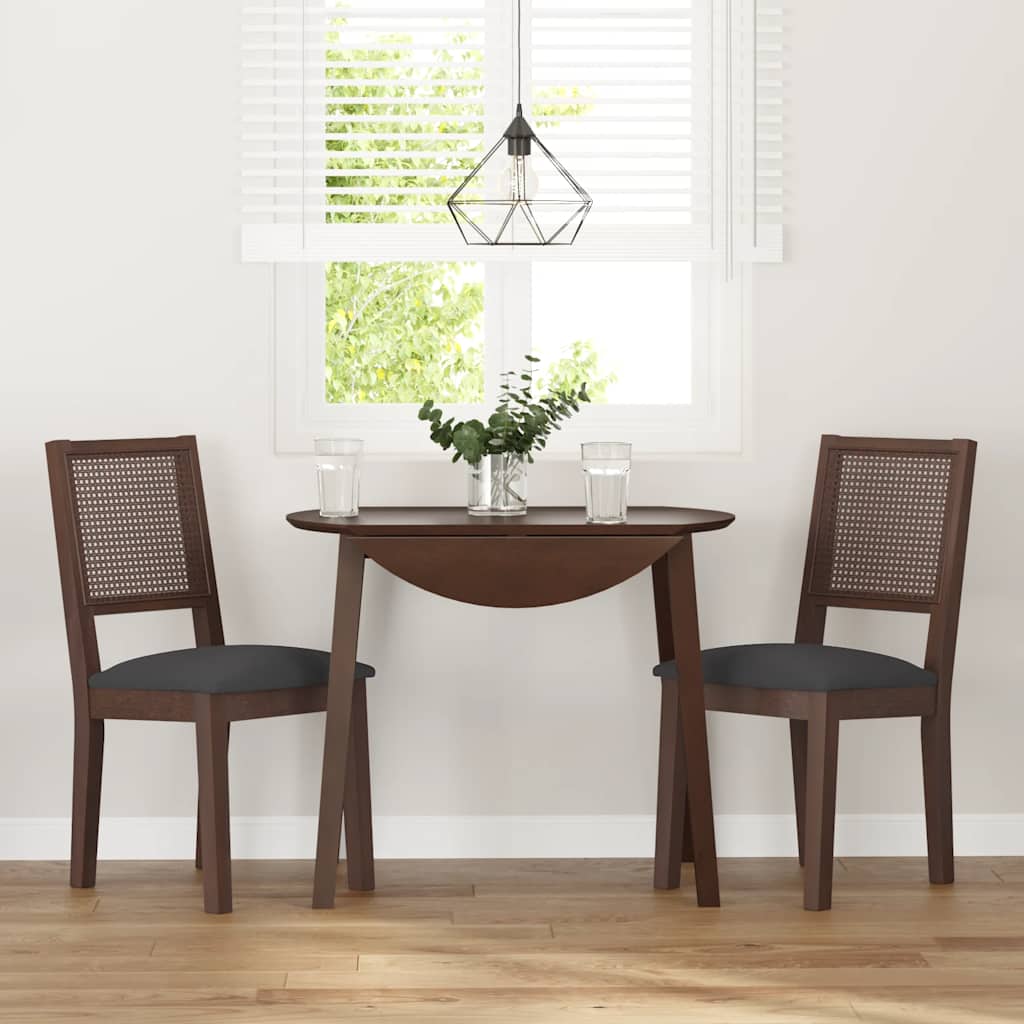 Sedie da Pranzo con Cuscini 2pz Marrone Legno Massello di Hevea | homemem39