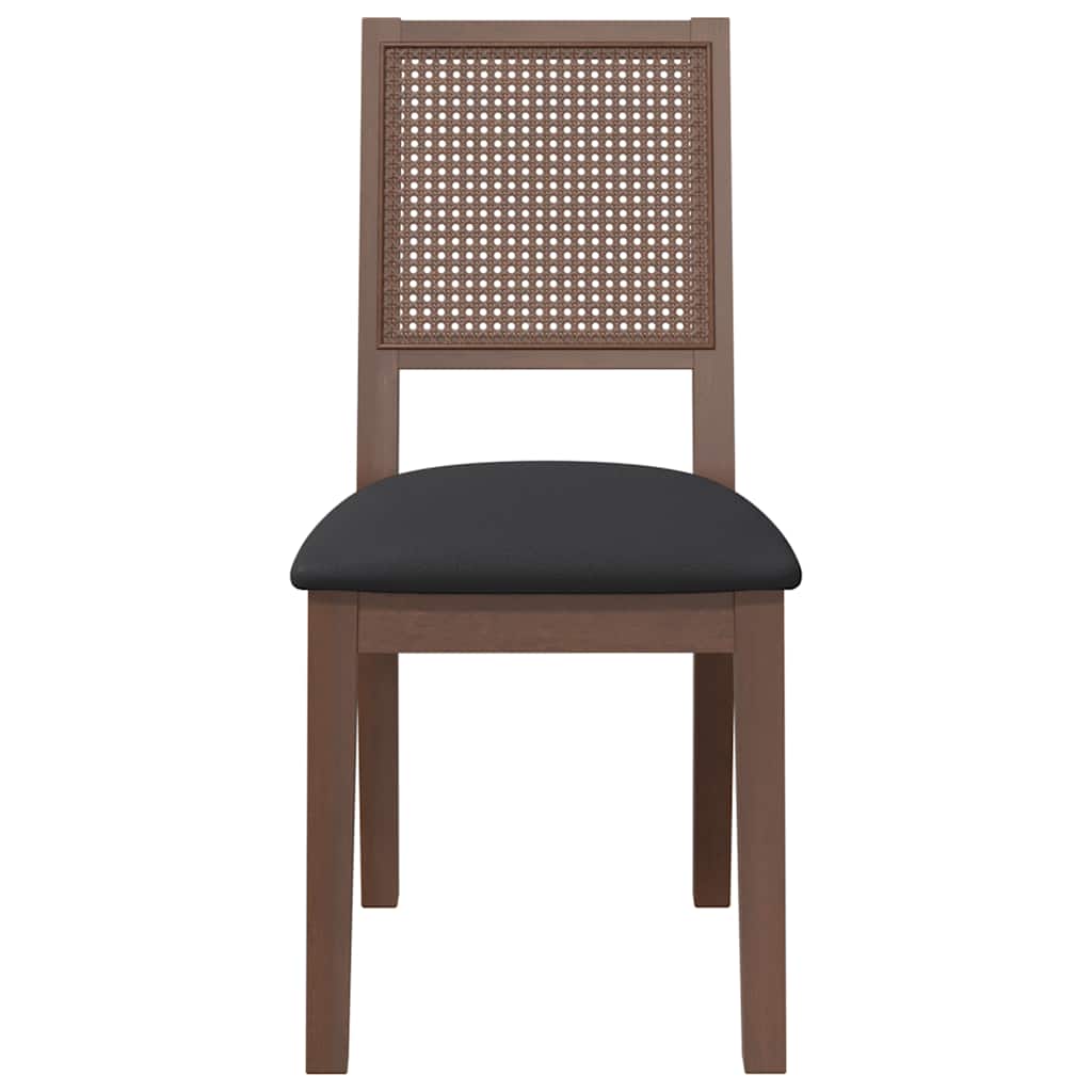 Sedie da Pranzo con Cuscini 2pz Marrone Legno Massello di Hevea