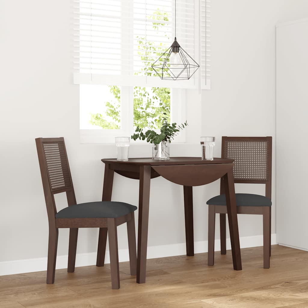 Sedie da Pranzo con Cuscini 2pz Marrone Legno Massello di Hevea | homemem39