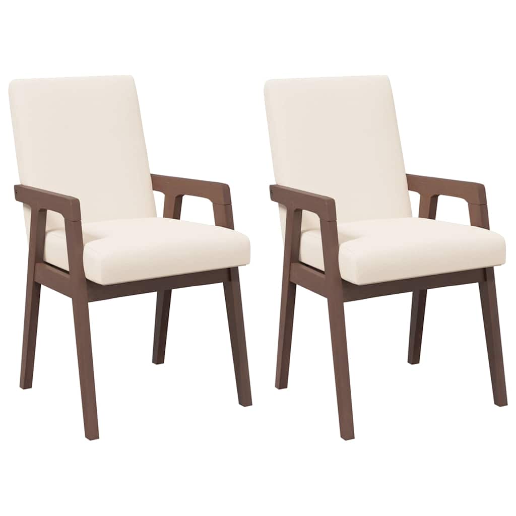 Sedie da Pranzo con Cuscini 2pz Marrone Legno Massello di Hevea | homemem39