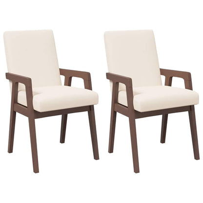Sedie da Pranzo con Cuscini 2pz Marrone Legno Massello di Hevea | homemem39
