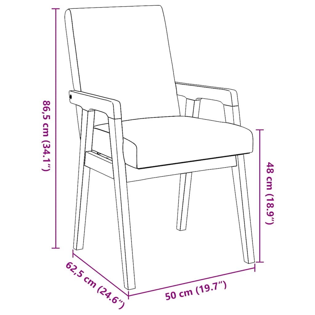 Sedie da Pranzo con Cuscini 2 pz in Legno Massello di Hevea | homemem39