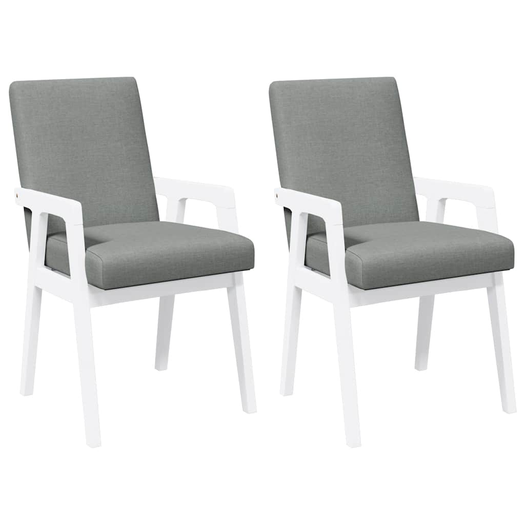 Sedie da Pranzo con Cuscini 2 pz Bianco Legno Massello di Hevea | homemem39