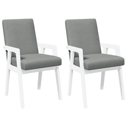 Sedie da Pranzo con Cuscini 2 pz Bianco Legno Massello di Hevea | homemem39