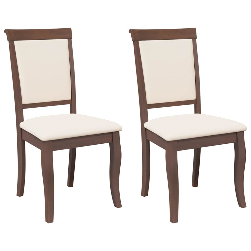 Sedie da Pranzo con Cuscini 2pz Marrone Legno Massello di Hevea | homemem39