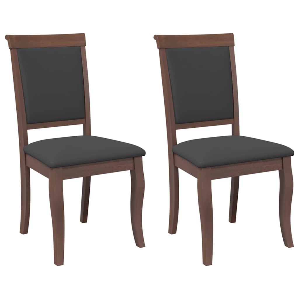 Sedie da Pranzo con Cuscini 2pz Marrone Legno Massello di Hevea