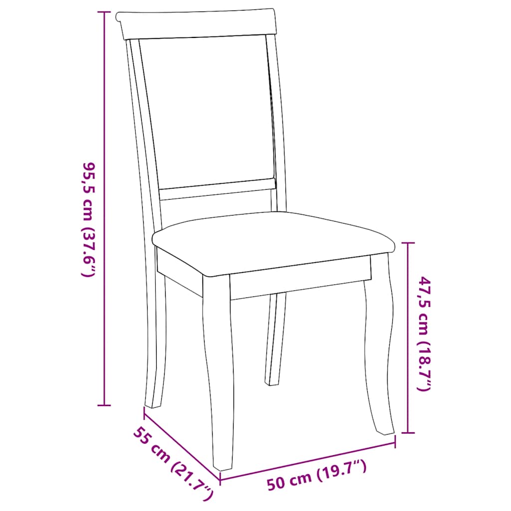 Sedie da Pranzo con Cuscini 2pz Marrone Legno Massello di Hevea | homemem39