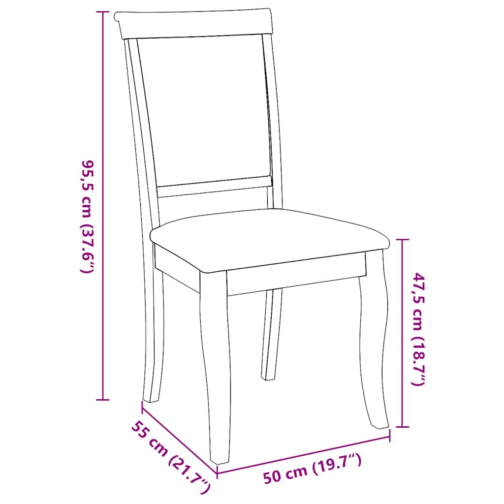 Sedie da Pranzo con Cuscini 2 pz Naturale Legno Massello Hevea | homemem39