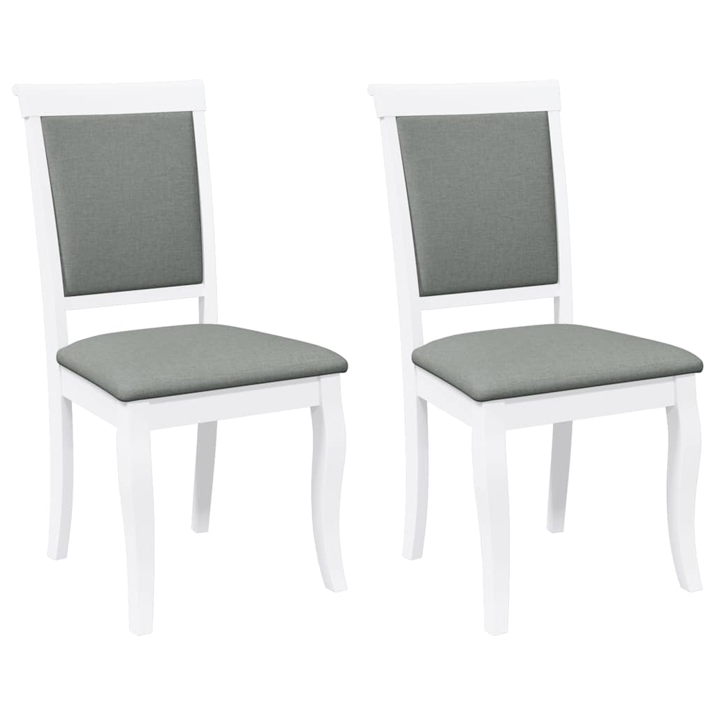 Sedie da Pranzo con Cuscini 2 pz Bianco Legno Massello di Hevea | homemem39