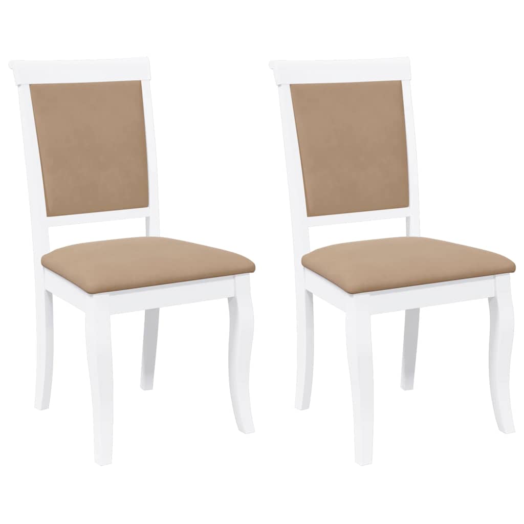 Sedie da Pranzo con Cuscini 2 pz Bianco Legno Massello di Hevea | homemem39