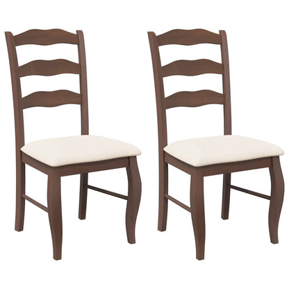 Sedie da Pranzo con Cuscini 2pz Marrone Legno Massello di Hevea | homemem39