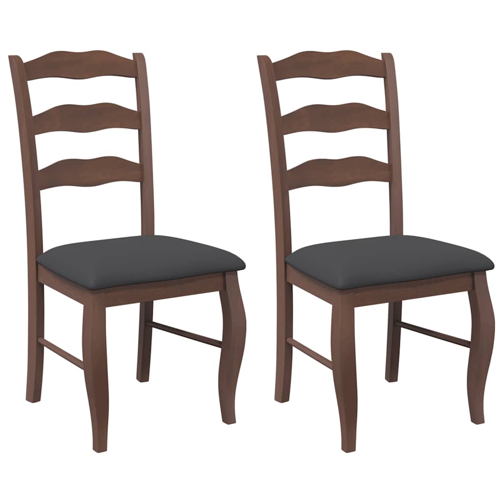 Sedie da Pranzo con Cuscini 2pz Marrone Legno Massello di Hevea | homemem39