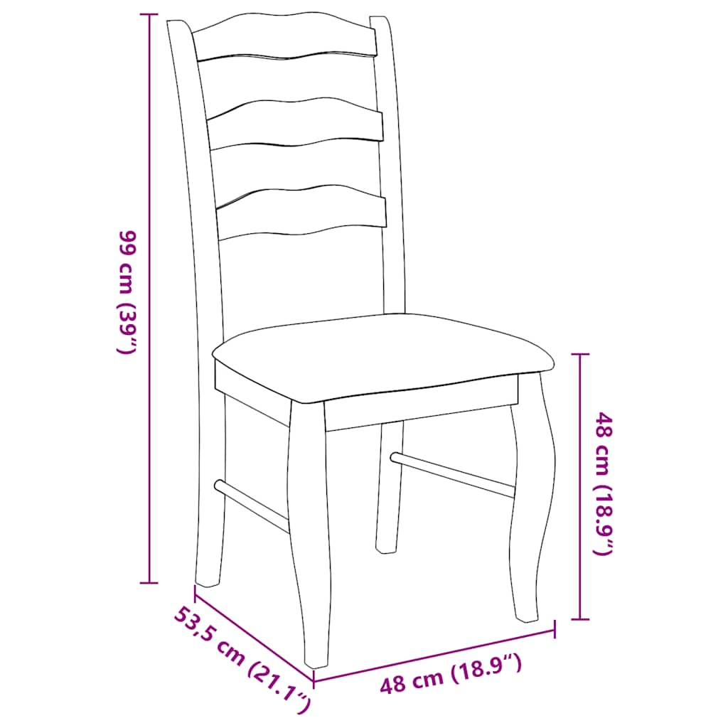 Sedie da Pranzo con Cuscini 2 pz Naturale Legno Massello Hevea | homemem39