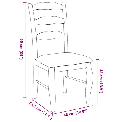 Sedie da Pranzo con Cuscini 2 pz Naturale Legno Massello Hevea | homemem39