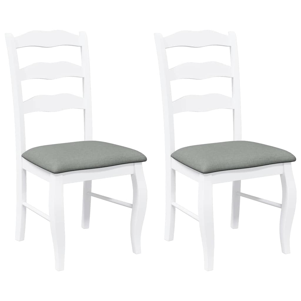 Sedie da Pranzo con Cuscini 2 pz Bianco Legno Massello di Hevea | homemem39