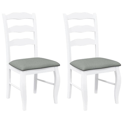 Sedie da Pranzo con Cuscini 2 pz Bianco Legno Massello di Hevea | homemem39