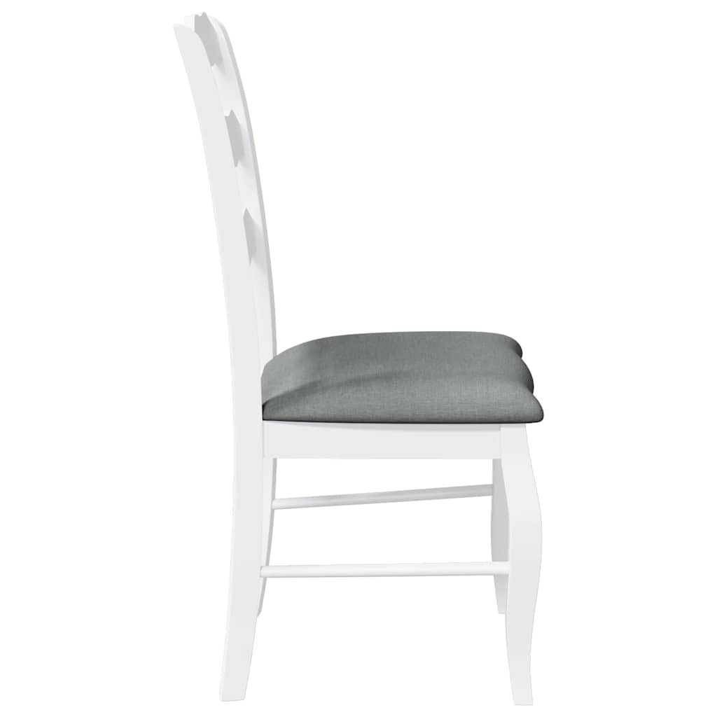 Sedie da Pranzo con Cuscini 2 pz Bianco Legno Massello di Hevea | homemem39