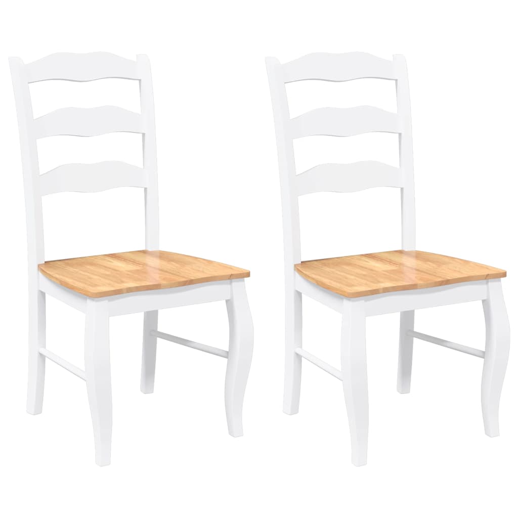 Sedie da Pranzo 2 pz Bianche in Legno Massello di Hevea | homemem39