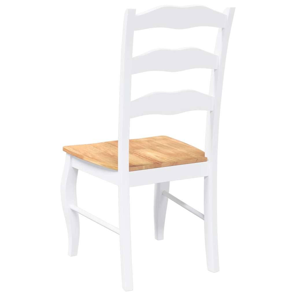 Sedie da Pranzo 2 pz Bianche in Legno Massello di Hevea | homemem39
