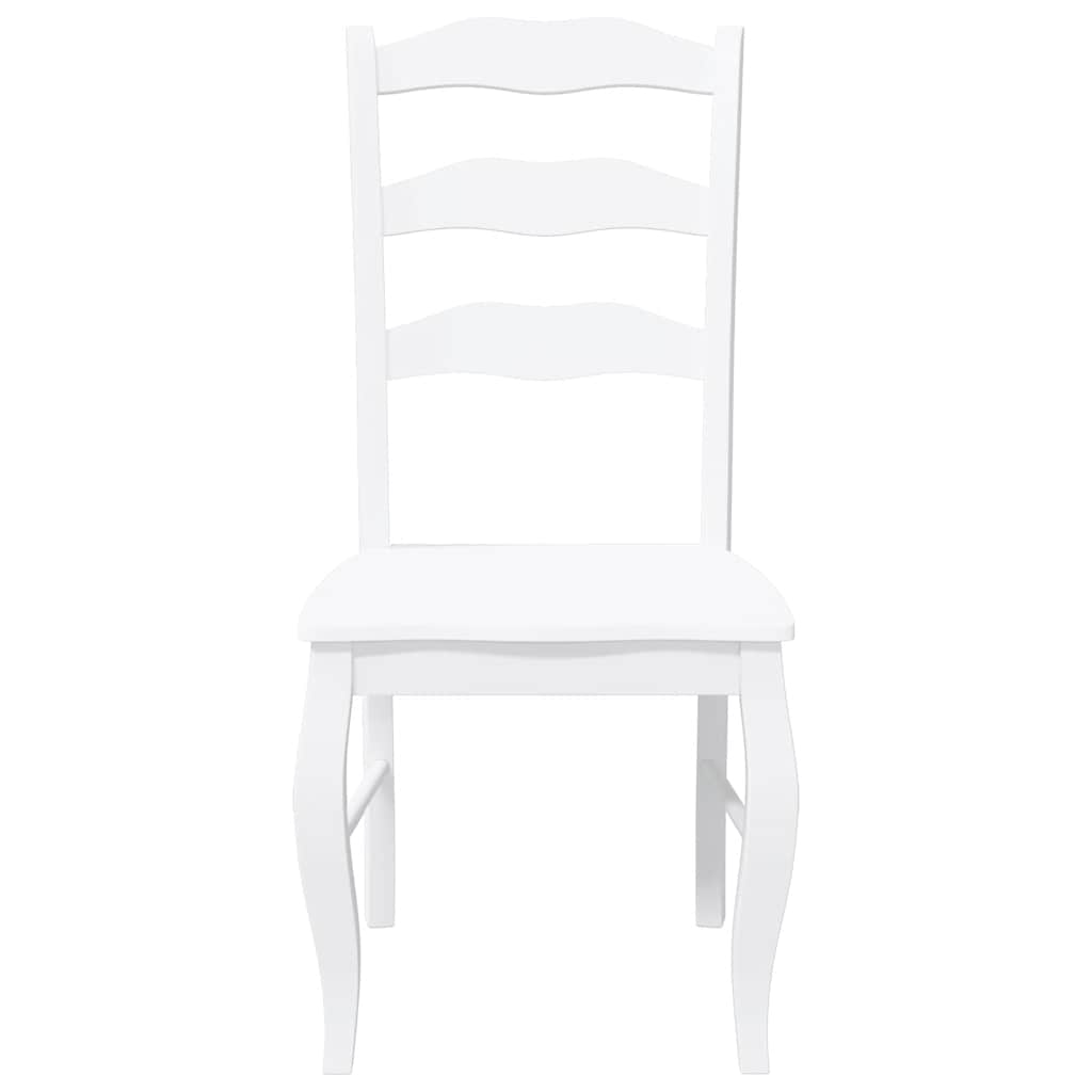 Sedie da Pranzo 2 pz Bianche in Legno Massello di Hevea | homemem39