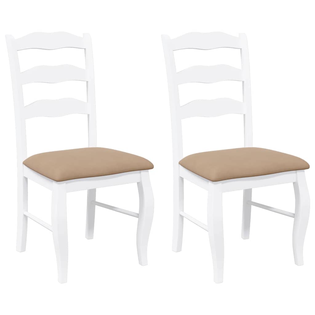 Sedie da Pranzo con Cuscini 2 pz Bianco Legno Massello di Hevea | homemem39