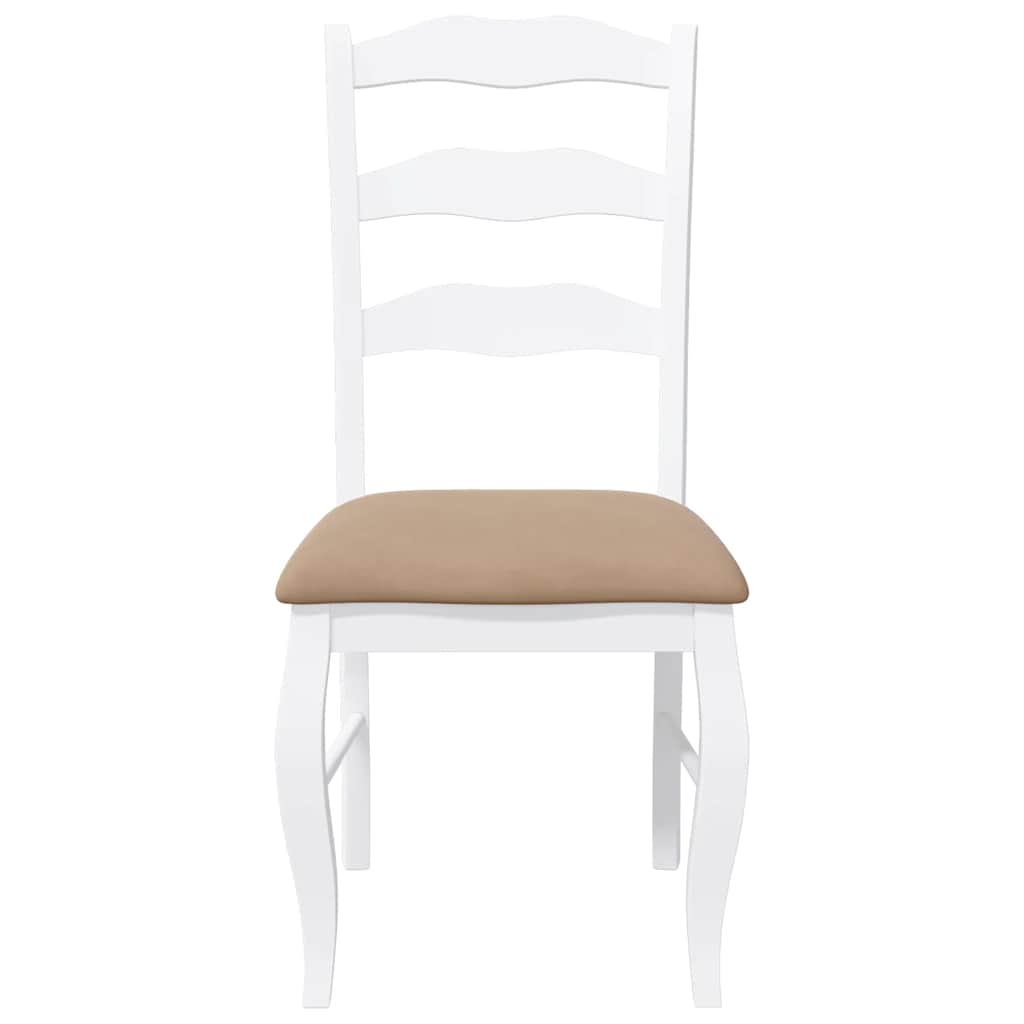 Sedie da Pranzo con Cuscini 2 pz Bianco Legno Massello di Hevea
