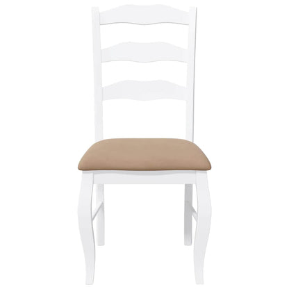 Sedie da Pranzo con Cuscini 2 pz Bianco Legno Massello di Hevea