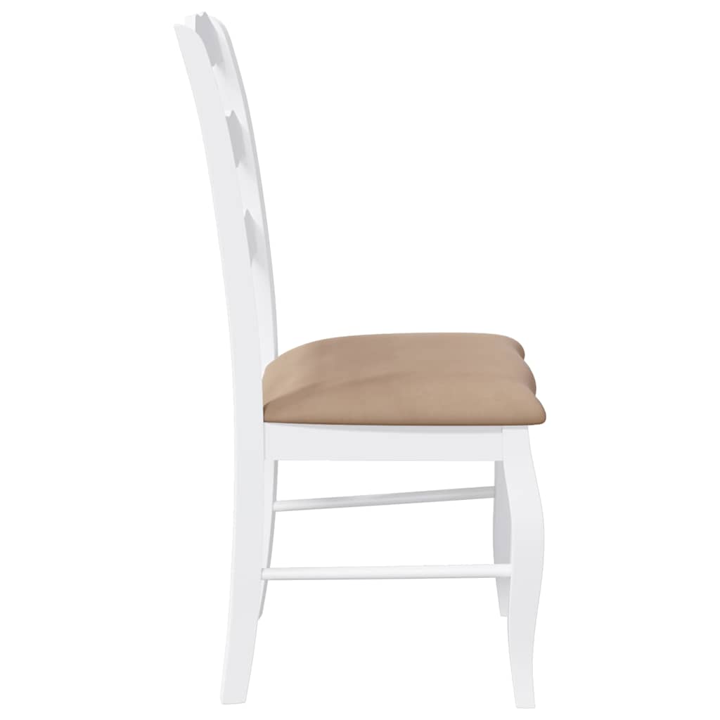 Sedie da Pranzo con Cuscini 2 pz Bianco Legno Massello di Hevea | homemem39