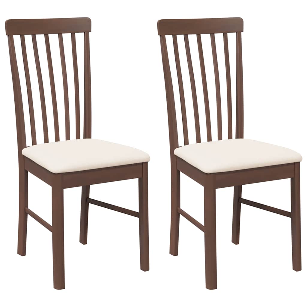 Sedie da Pranzo con Cuscini 2pz Marrone Legno Massello di Hevea | homemem39