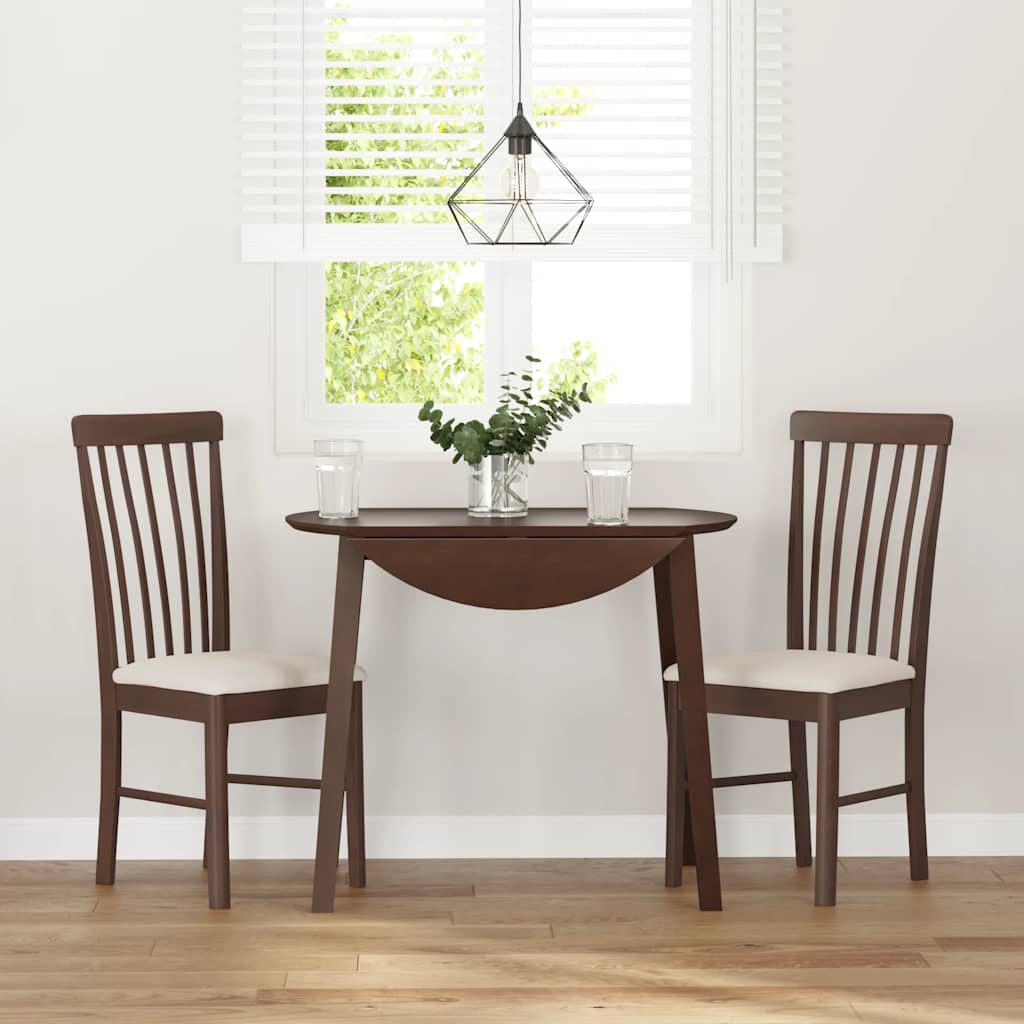 Sedie da Pranzo con Cuscini 2pz Marrone Legno Massello di Hevea