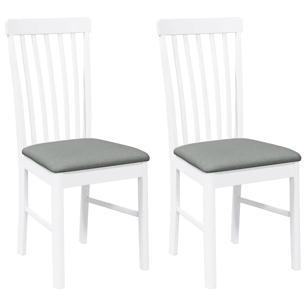 Sedie da Pranzo con Cuscini 2 pz Bianco Legno Massello di Hevea | homemem39