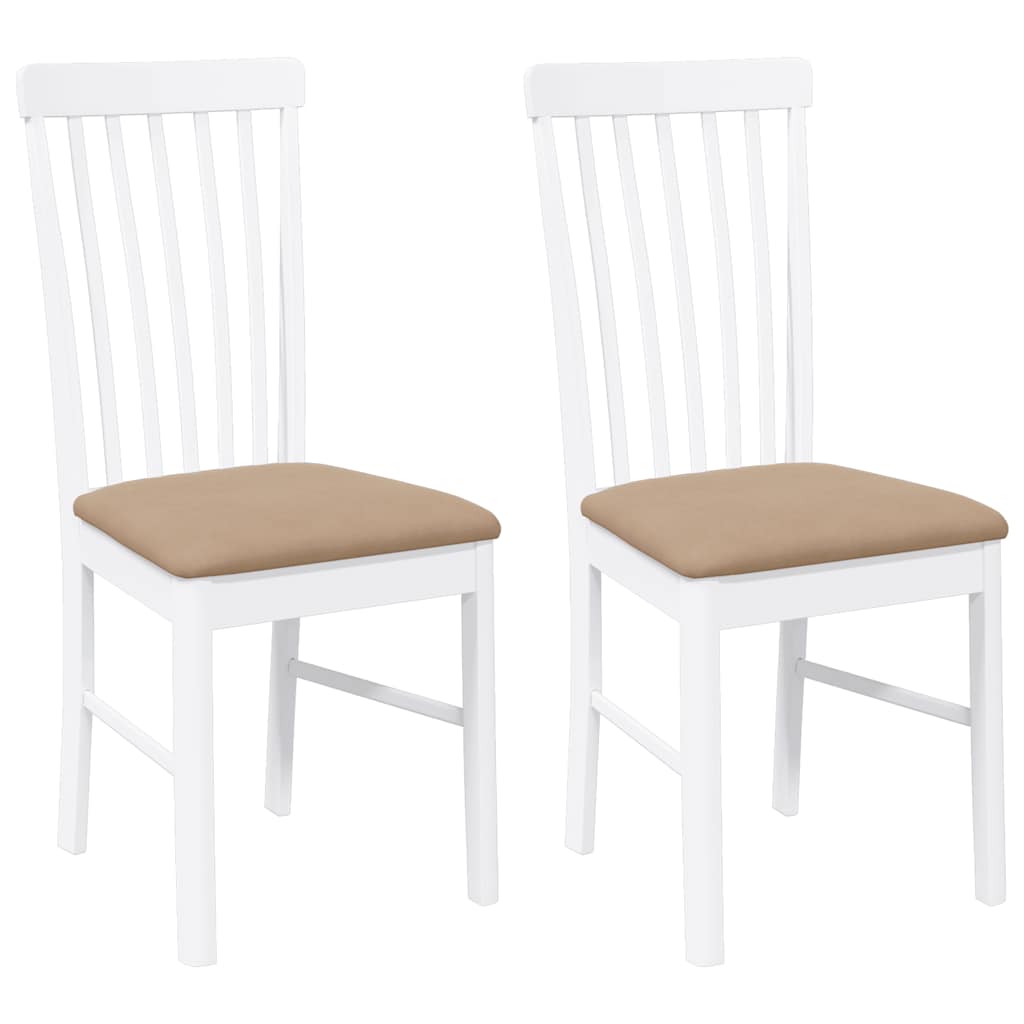 Sedie da Pranzo con Cuscini 2 pz Bianco Legno Massello di Hevea | homemem39
