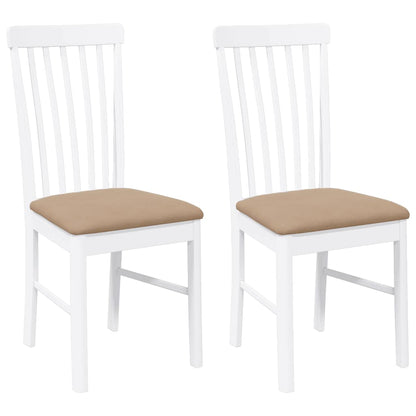 Sedie da Pranzo con Cuscini 2 pz Bianco Legno Massello di Hevea | homemem39
