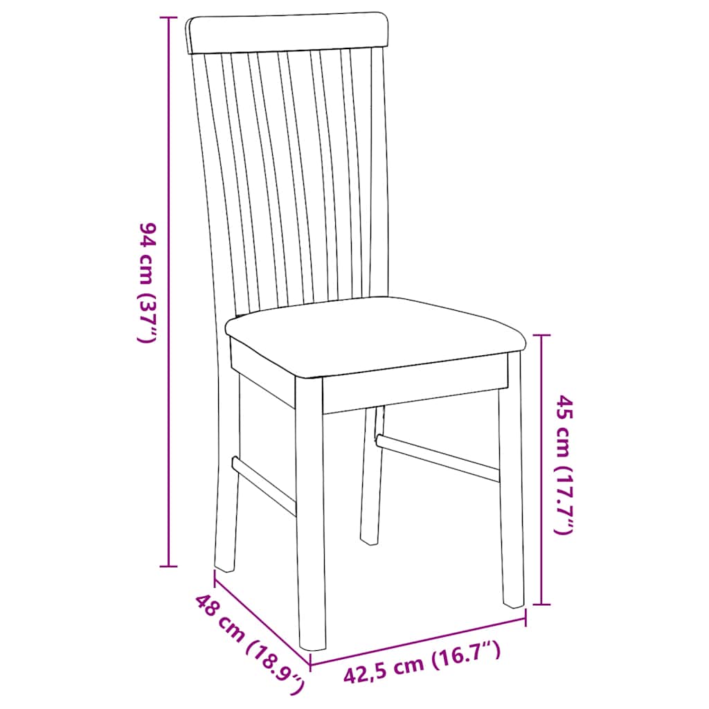 Sedie da Pranzo con Cuscini 2 pz Bianco Legno Massello di Hevea | homemem39