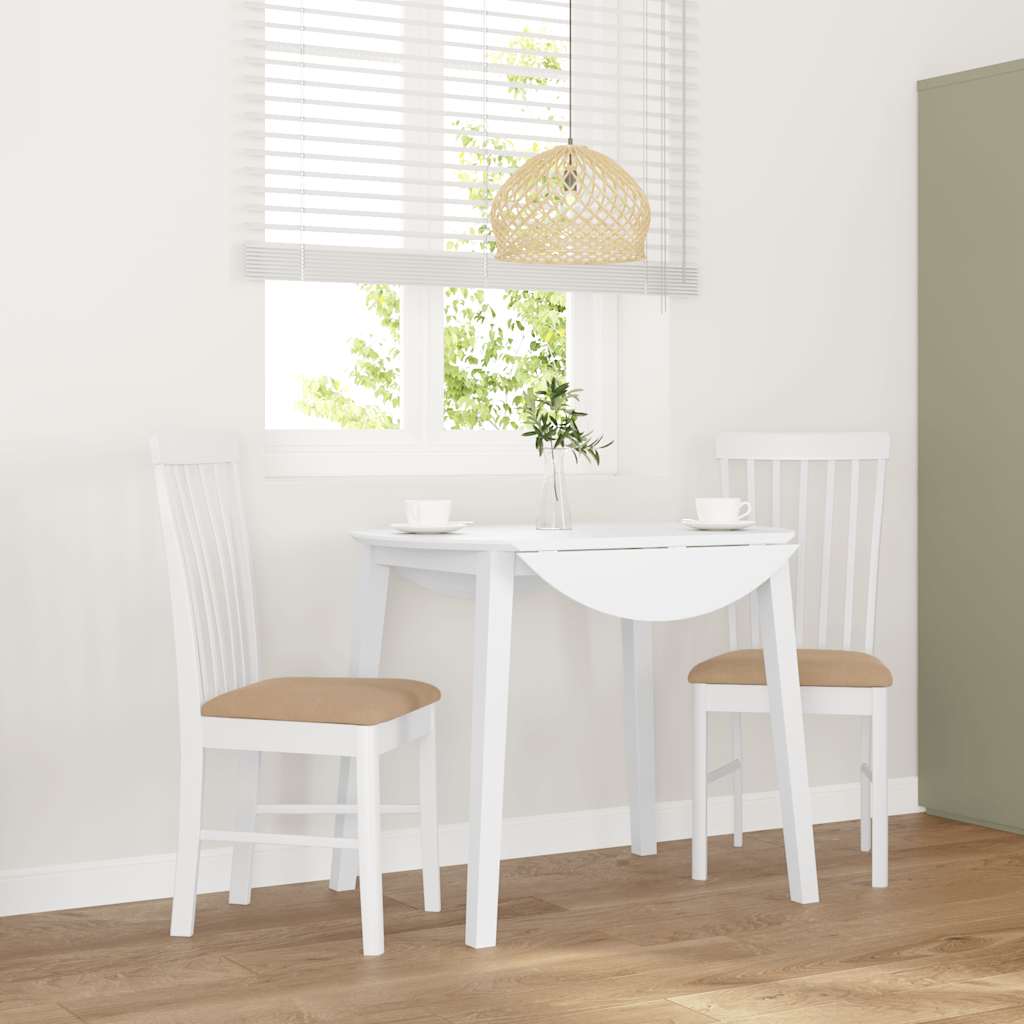 Sedie da Pranzo con Cuscini 2 pz Bianco Legno Massello di Hevea | homemem39