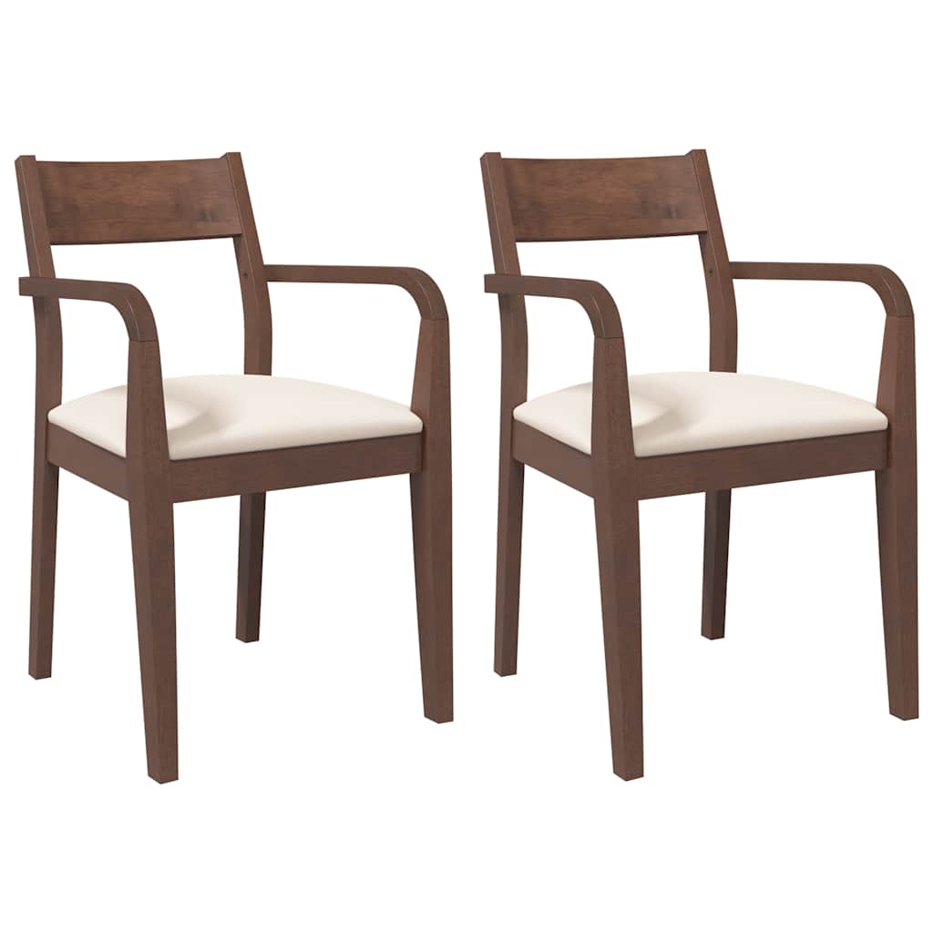 Sedie da Pranzo con Cuscini 2pz Marrone Legno Massello di Hevea | homemem39