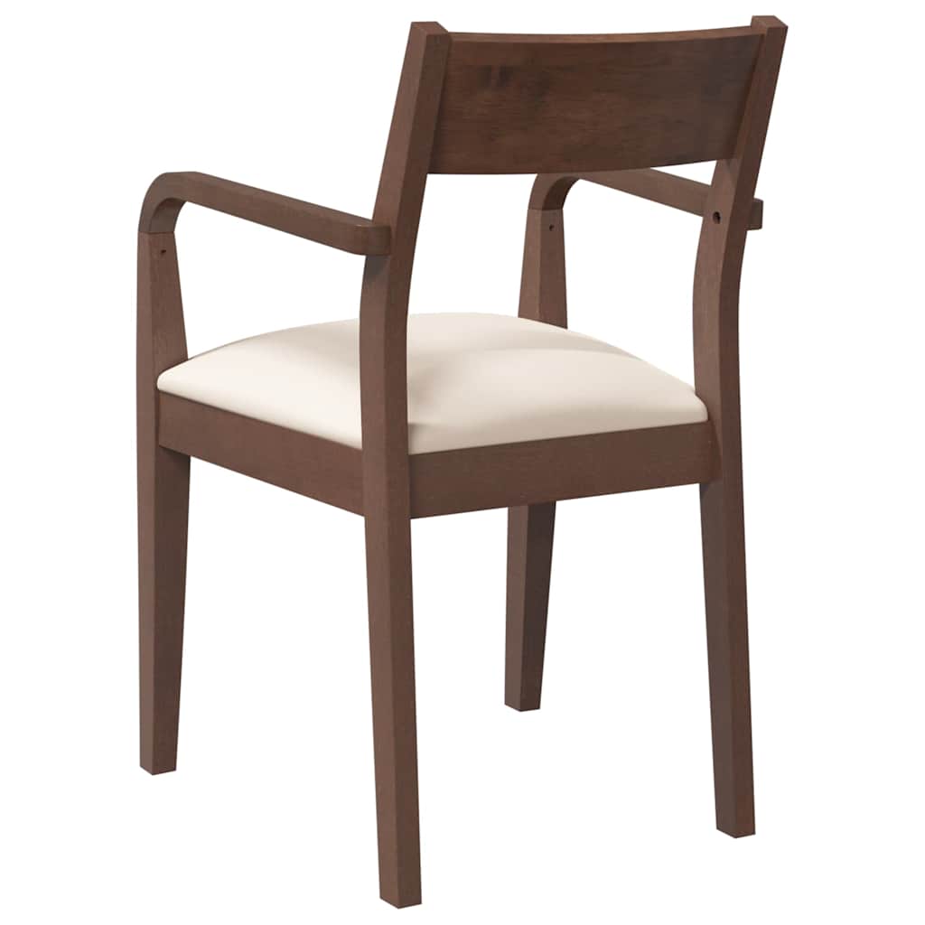 Sedie da Pranzo con Cuscini 2pz Marrone Legno Massello di Hevea | homemem39