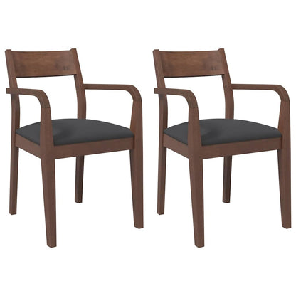 Sedie da Pranzo con Cuscini 2pz Marrone Legno Massello di Hevea