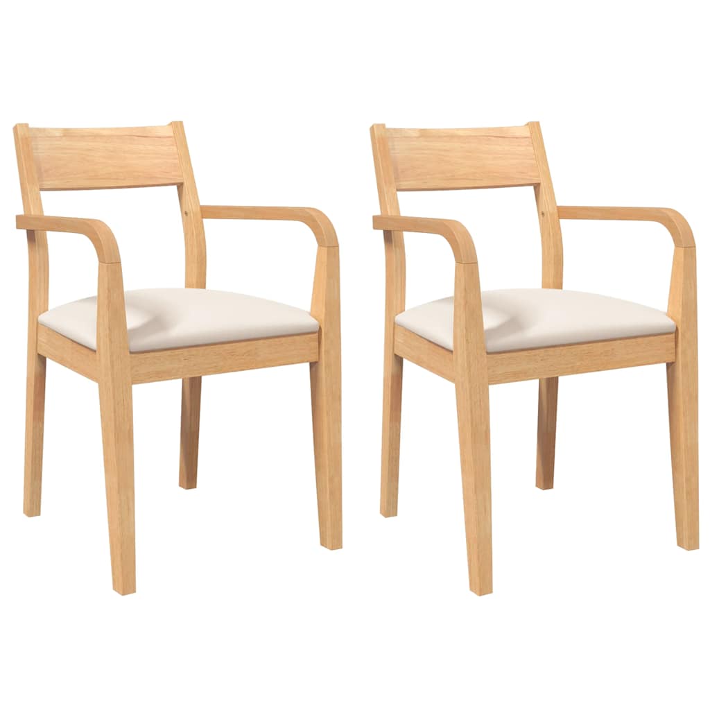 Sedie da Pranzo con Cuscini 2 pz Naturale Legno Massello Hevea | homemem39