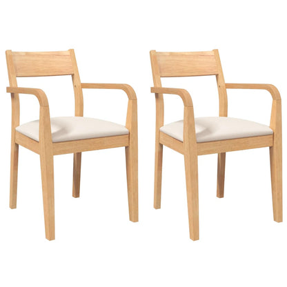 Sedie da Pranzo con Cuscini 2 pz Naturale Legno Massello Hevea | homemem39