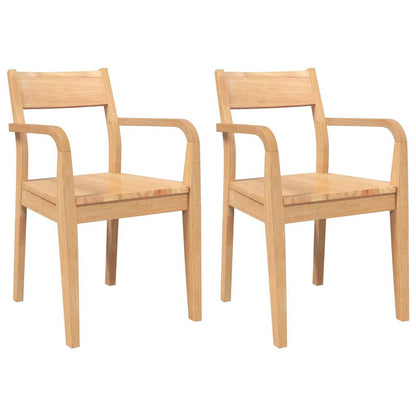 Sedie da Pranzo 2 pz Naturale in Legno Massello di Hevea
