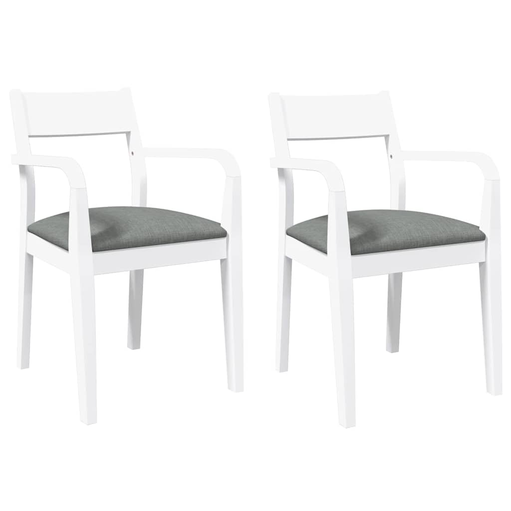 Sedie da Pranzo con Cuscini 2 pz Bianco Legno Massello di Hevea | homemem39