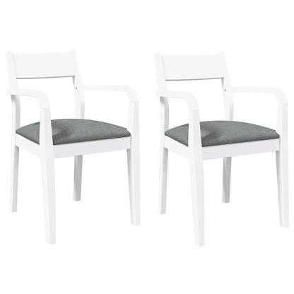 Sedie da Pranzo con Cuscini 2 pz Bianco Legno Massello di Hevea | homemem39