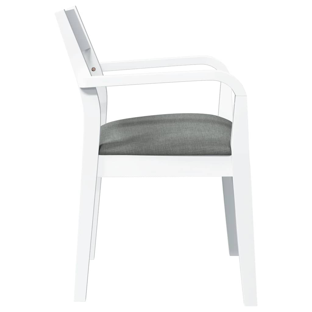 Sedie da Pranzo con Cuscini 2 pz Bianco Legno Massello di Hevea | homemem39