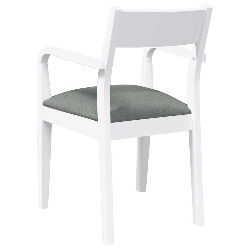 Sedie da Pranzo con Cuscini 2 pz Bianco Legno Massello di Hevea | homemem39